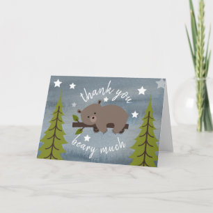 Cartão De Agradecimento Urso Sonolento Obrigado Estrelas Aquarela