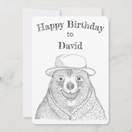 Cartão De Agradecimento Urso Sorriso/Cartão de Aniversário Personalizado