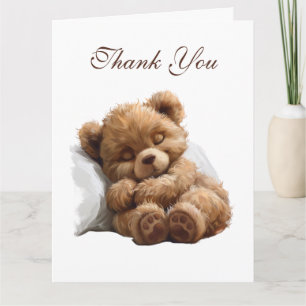 Cartão De Agradecimento Urso Teddy Marrom Doce Bebê Dormindo