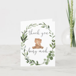 Cartão De Agradecimento Urso verde-verde-eucalipto