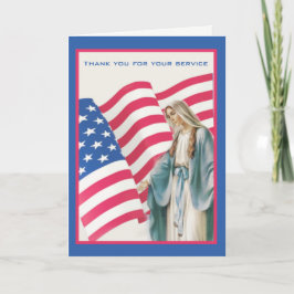 CARTÃO DE AGRADECIMENTO USA AMERICAN FLAG BLESSEN VIRGIN MARY