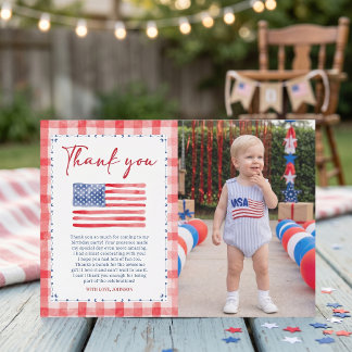 Cartão De Agradecimento USA Independence Day Birthday Photo Thank You Card