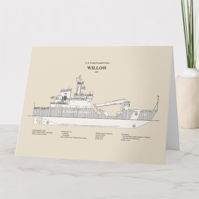 Cartão De Agradecimento USCG Cutter Willow wlb- 202 - SBD (Frente)