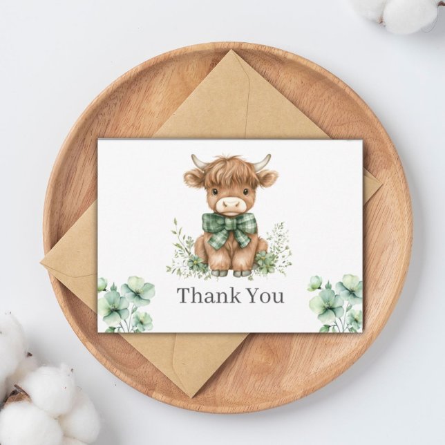 Cartão de Agradecimento Vaca das Terras Altas Verd (Criador carregado)