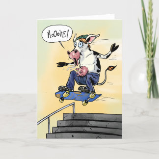 Cartão De Agradecimento Vaca no skate Gritando Mover