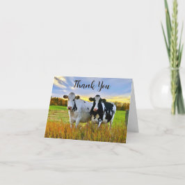 Cartão De Agradecimento Vacas Holstein No Outono Obrigado Nota