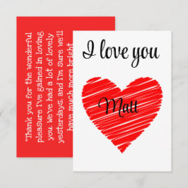 Cartão De Agradecimento Valentine Red Happy heart romance graphic