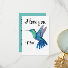 Cartão De Agradecimento Valentine Red Happy hummingbird romance graphic