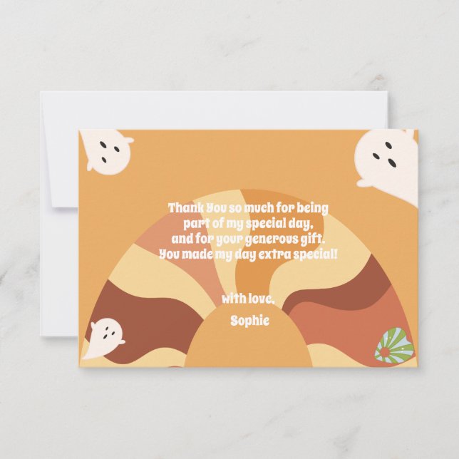 Cartão De Agradecimento Vamos boo-gie halloween retrô aniversário infantil (Frente)