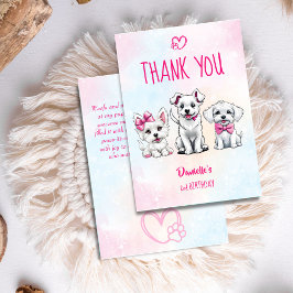 Cartão De Agradecimento Vamos branco rosado e pinto, fantoche