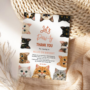 Cartão De Agradecimento Vamos Festejar o Gatinho 5º Aniversário Criança