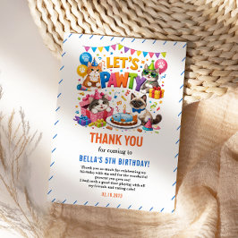 Cartão De Agradecimento Vamos Festejar o Gato no 5º Aniversário | Aniversá