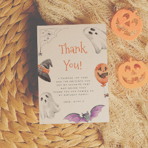 Cartão De Agradecimento Vamos Fica Feliz Aniversário de Halloween Obrigado