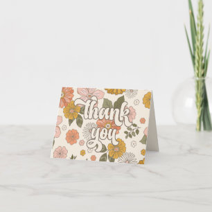 Cartão De Agradecimento Vamos Ficar Groovy Festa Vintage Floral Para Menin
