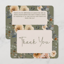 Cartão De Agradecimento Vanilla White Boho Rosas Sage Weds