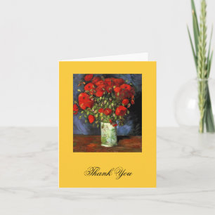 Cartão De Agradecimento Vase com Papa Vermelho Vincent van Gogh.
