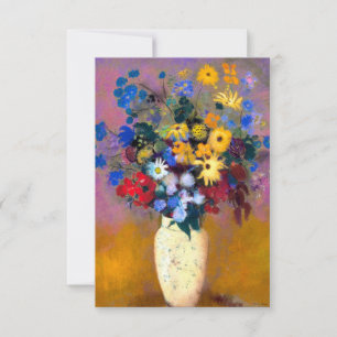Cartão De Agradecimento Vaso Branco com Flores Odilon Redon