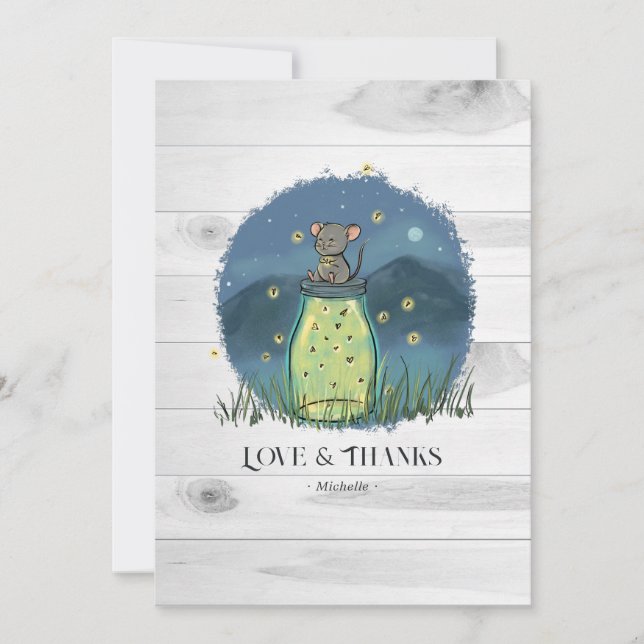 Cartão De Agradecimento Vaso de Argila com Vaga-Lume Rústico (Frente)