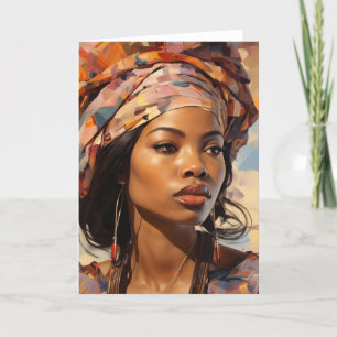 Cartão De Agradecimento Vazio Colorida de Headdress para Mulher Americana 