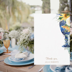 Cartão De Agradecimento Vazio de Chás Sunflower Obrigado