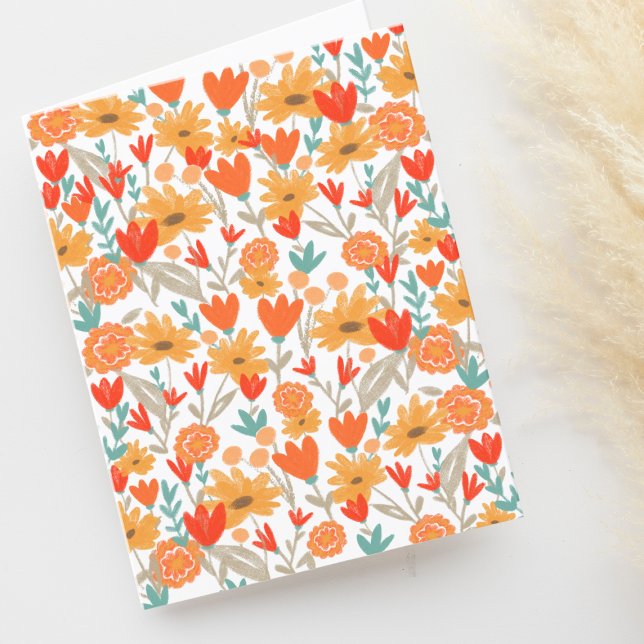 Cartão De Agradecimento Vazio de Desenho de Flores Curtas (Criador carregado)