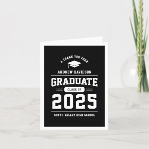 Cartão De Agradecimento Vazio de graduação Black Modern Class of 2025