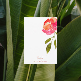 Cartão De Agradecimento Vazio Floral Cor-de-Rosa & Laranja Agradecemos