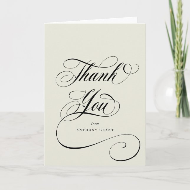 Cartão De Agradecimento Vazio Ivory Elegant Script Graduação (Frente)