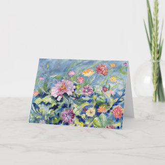 Cartão De Agradecimento vazio Notecard "Zinnia Riot"