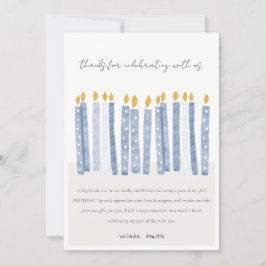 Cartão De Agradecimento Velas de Aniversário em Aquarela Azul Pastel Macio