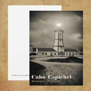 Cartão De Agradecimento Velho farol em uma noite de tempestade