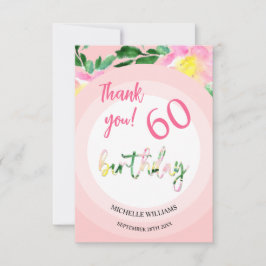 Cartão De Agradecimento Verão Tropical Rosa Floral Aquarela