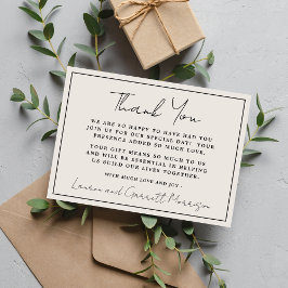 Cartão De Agradecimento Verdadeira Simplicidade 3 bege e preto Obrigado No