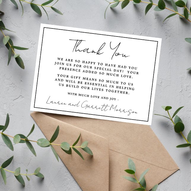 Cartão De Agradecimento Verdadeira Simplicidade 3 Preto e Branco Obrigado  (Criador carregado)