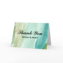 cartão de agradecimento verde abstrato aquarela