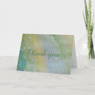 Cartão De Agradecimento Verde, Amarelo e Azul Aquarela