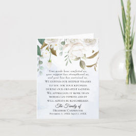 Cartão De Agradecimento Verde Branco Floral Dobrado Funeral Obrigado