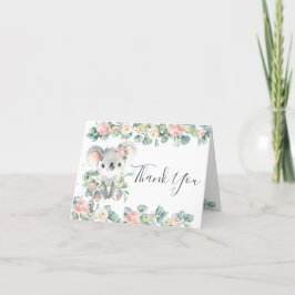 Cartão De Agradecimento Verde Floral Cor-de-rosa, primeiro aniversario de 
