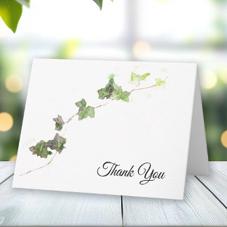 Cartão De Agradecimento Verde Inglês Ivy Vine Watercolor Obrigado