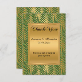 cartão de agradecimento verde metálico dourado BOT