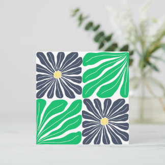Cartão De Agradecimento Verde Naval Floral Abstrato Elegante