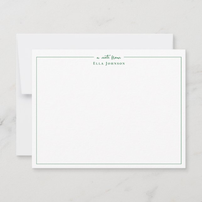 Cartão De Agradecimento Verde preppy & Branco um bilhete de  (Frente)