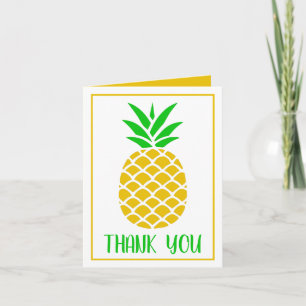 Cartão De Agradecimento Verde tropical e abacaxi Dourado personalizado
