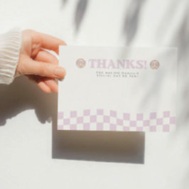 Cartão De Agradecimento Verificação da Garota Groovy Cara Feliz | 1º Anive