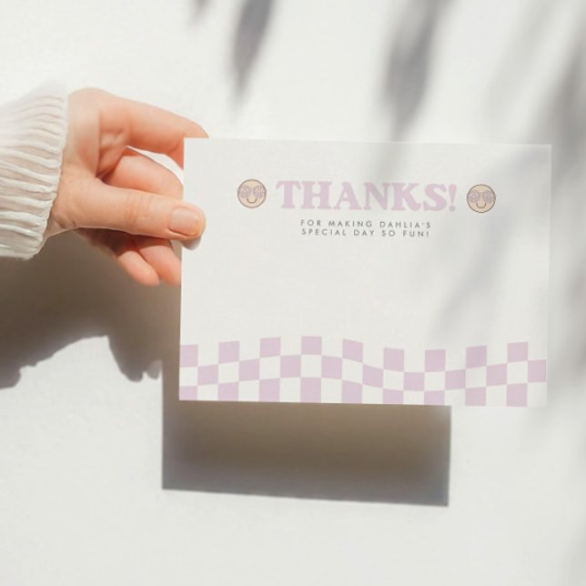 Cartão De Agradecimento Verificação de Garota Groovy Feliz | 1º Aniversári (Criador carregado)