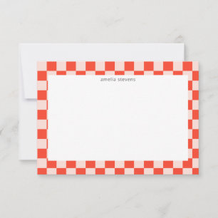 Cartão De Agradecimento Verificador Xadrez Mod Vermelho Geométrico Fofo