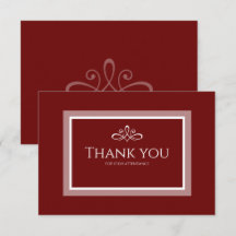 cartão de agradecimento vermelho burgundy