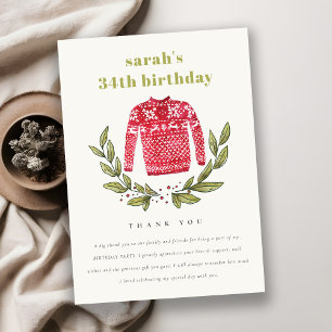 Cartão De Agradecimento Vermelho-de-inverno, doce e feio, de qualquer idad