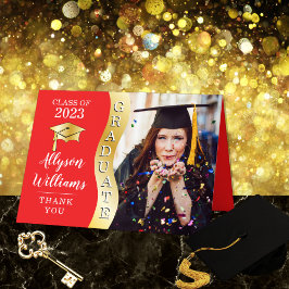 Cartão De Agradecimento Vermelho | Foto do Boné Formando de onda do Forman