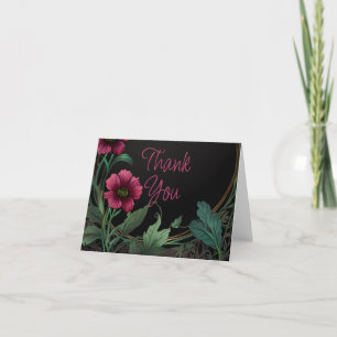 Cartão De Agradecimento Vermelhos cor-de-rosa verde-escura legante